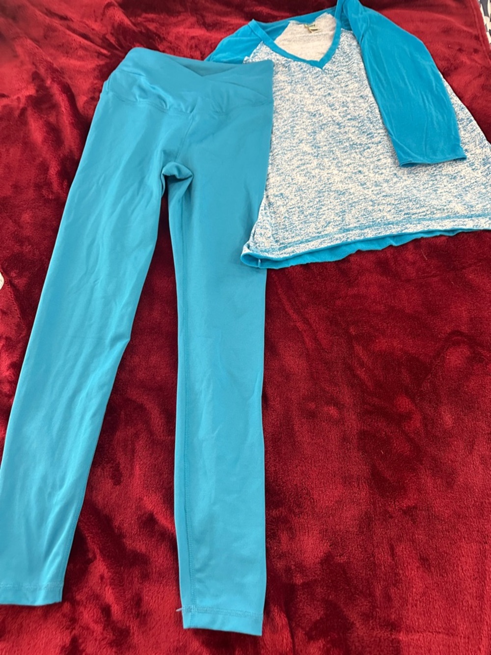 Marika Teal Blue Athletic Leggings
